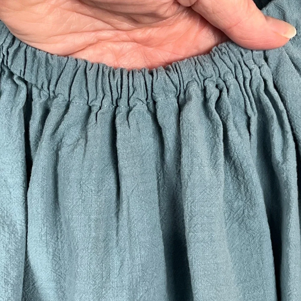 Girls Slate Blue Cotton Gauze Flutter Sleeve Open Back Tie Dress Size 110 5T
